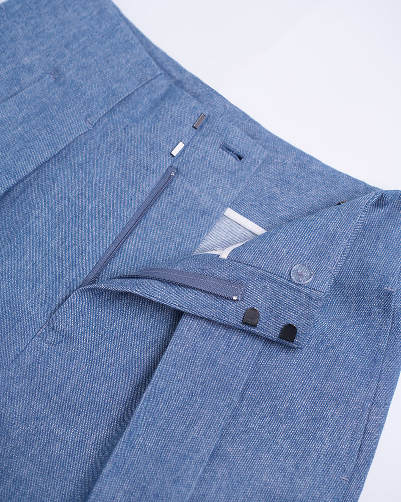 Breathable Linen Chambray High Waist Wide Leg Pants