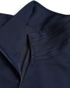 Navy 100% Wool Cavalry Twill Zip Front Dress