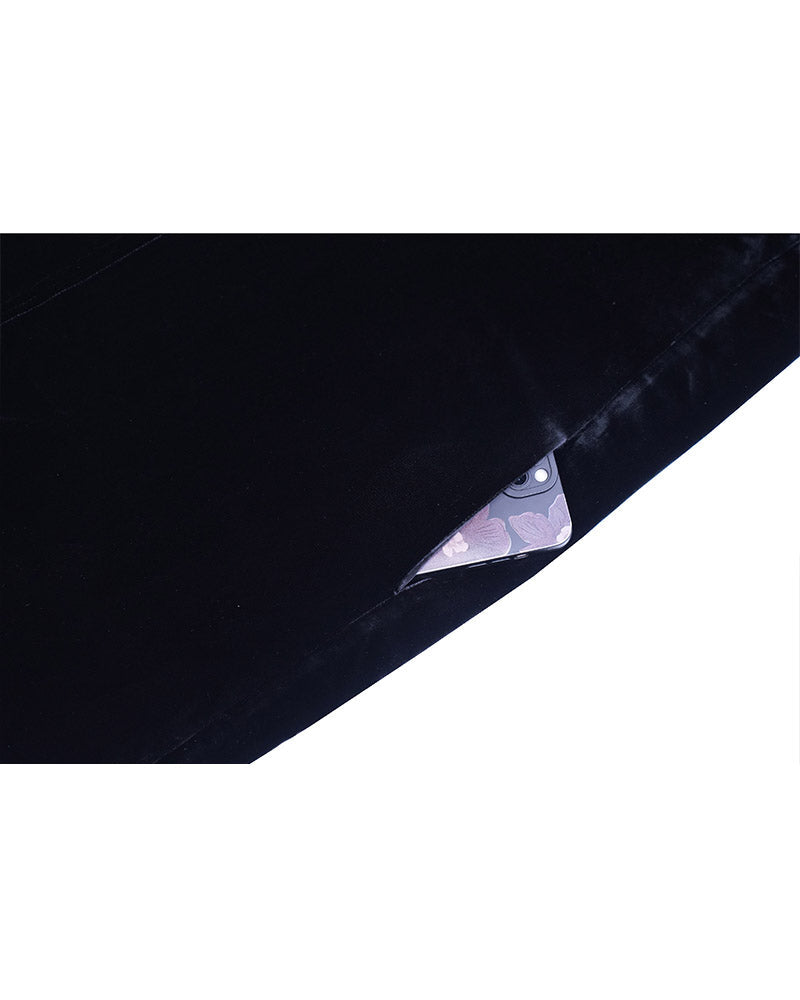 Deep Black Velvet V-Neck Sleeveless Maxi Dress Suitpure