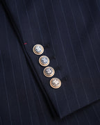 Vintage British style all-wool striped hand-cut heavy-duty haute couture suit