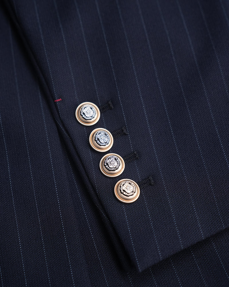 Vintage British style all-wool striped hand-cut heavy-duty haute couture suit