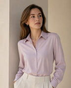 Misty Grey-Pink One-Piece Collar Relaxed Blouse Suitpure