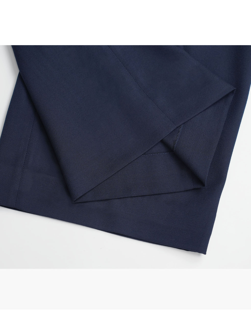 Navy 100% Wool Cavalry Twill Straight Trousers with Single Side Pleat | 100% Wool