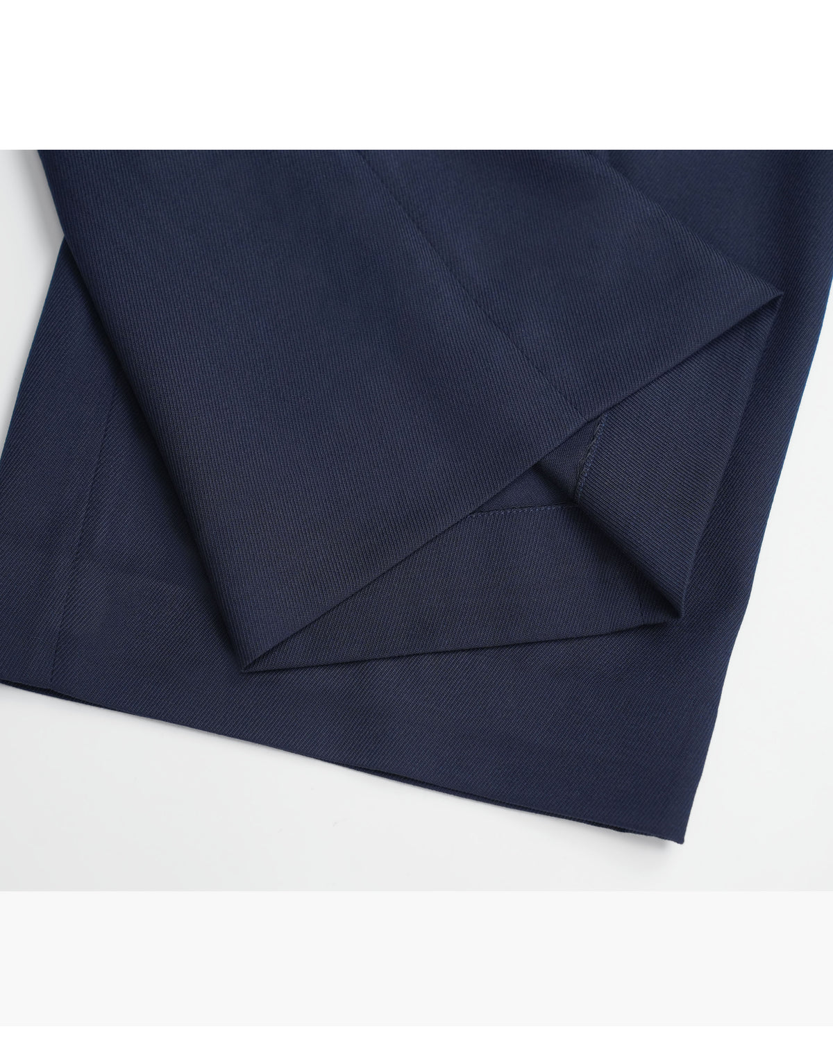 Navy 100% Wool Cavalry Twill Straight Trousers with Single Side Pleat | 100% Wool