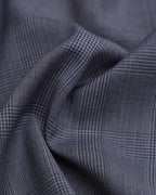 100% Wool Dark Grey Prince of Wales Check Satin‑Trimmed Formal Blazer