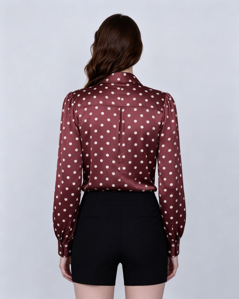 Polka Dot Silk Blouse | Classic Elegance Suitpure