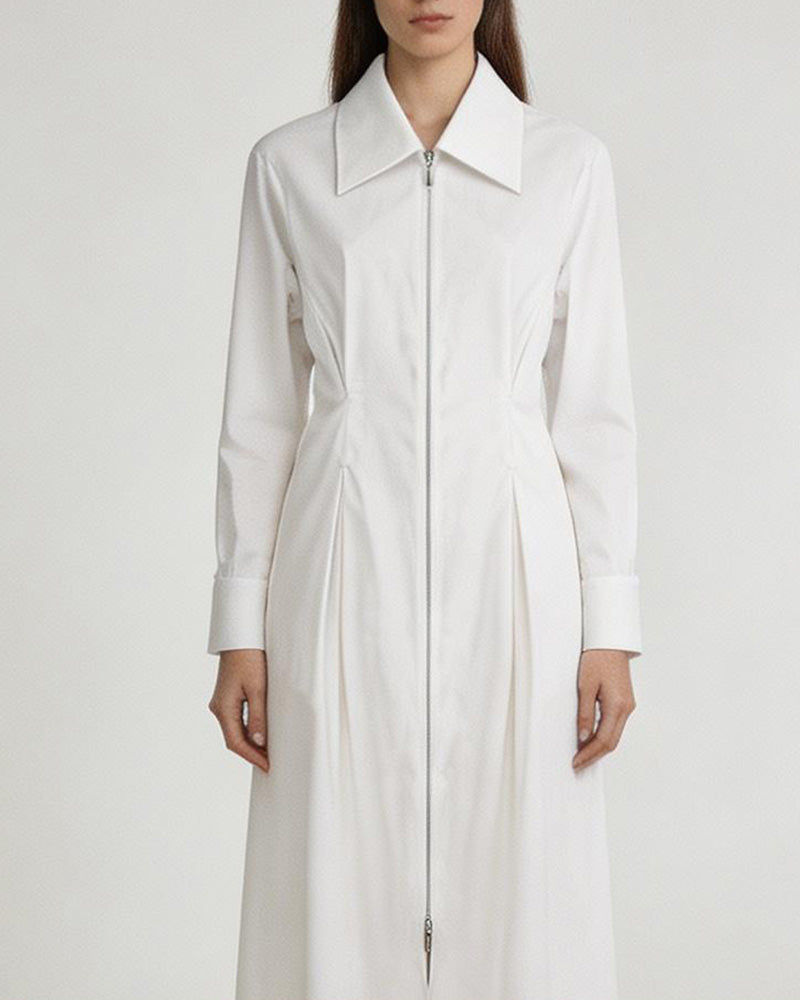 Cotton Sateen Minimalist Shirt Dress Suitpure