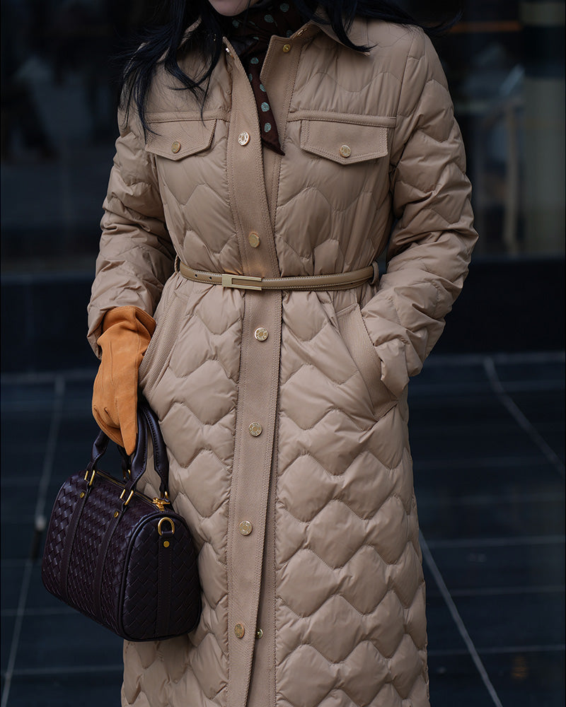 Khaki Paneled Down Puffer Jacket