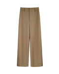 Women Modest Camel Wool Blend High Rise Wide Leg Trousers Suitpure