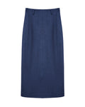 Vintage Blue Flannel Straight Skirt Suitpure