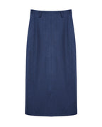 Vintage Blue Flannel Straight Skirt Suitpure