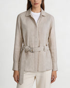 Hippie Textured Linen Blouse with Self-Tie Belt Suitpure