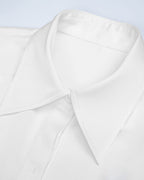 White Satin Batwing Sleeve Shirt Women Cuff Button Collar Office Blouse Suitpure