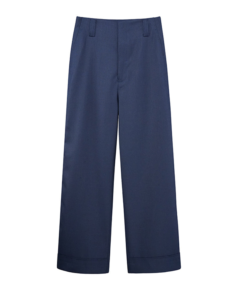 Cropped Straight Pants with Woven Texture Suitpure