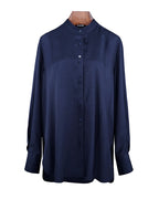 Mandarin Collar Shirt in Deep Blue with Sparkle Suitpure