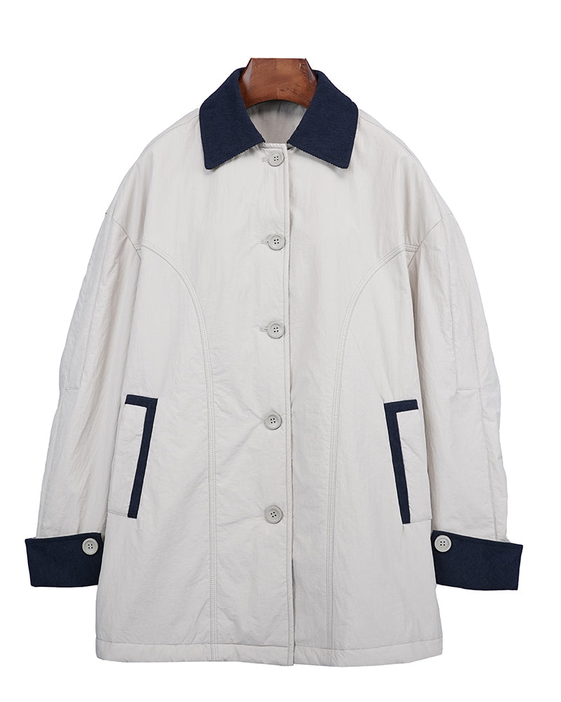 Khaki Color-Block Lightweight Quilted Jacket Suitpure
