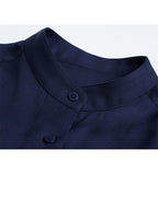 Mandarin Collar Shirt in Deep Blue with Sparkle Suitpure
