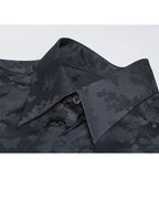 Black Cutout Jacquard Blouse  Minimalist Style