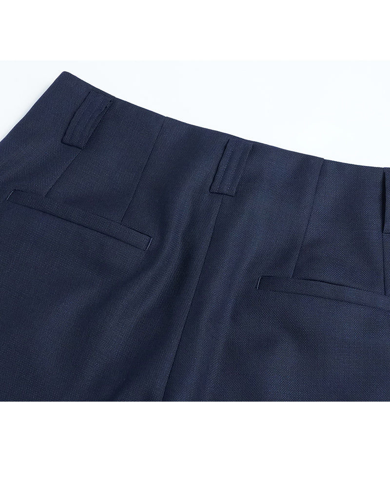 Cropped Straight Pants with Woven Texture Suitpure
