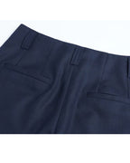 Cropped Straight Pants with Woven Texture Suitpure