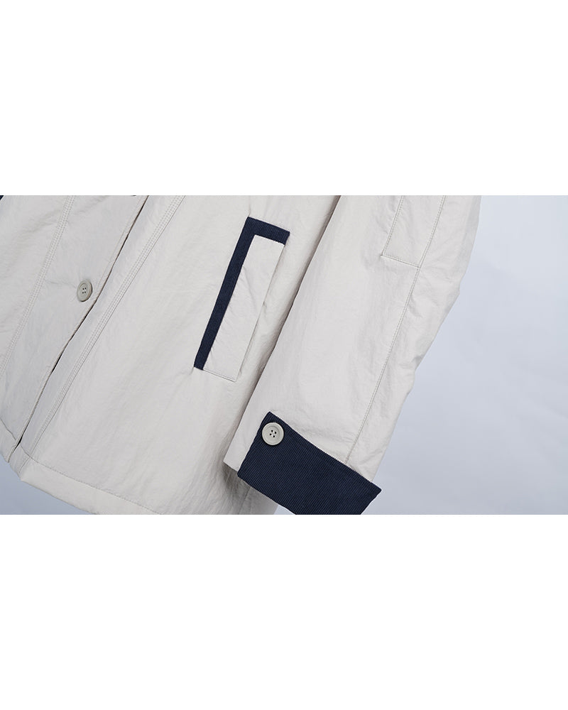 Khaki Color-Block Lightweight Quilted Jacket Suitpure