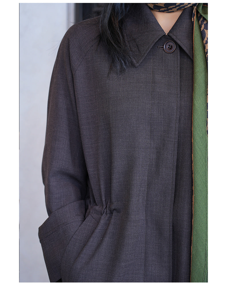Versatile Trench Dress in Brown Check Suitpure