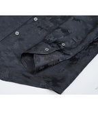 Black Cutout Jacquard Blouse  Minimalist Style