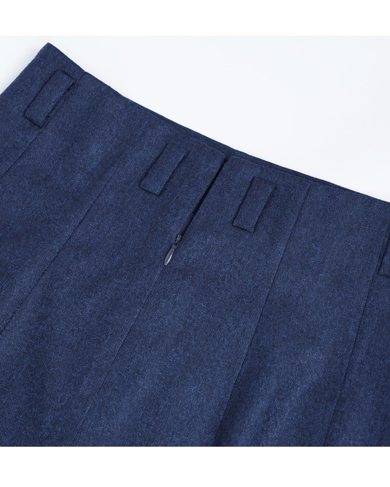 Vintage Blue Flannel Straight Skirt Suitpure