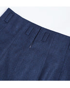 Vintage Blue Flannel Straight Skirt Suitpure
