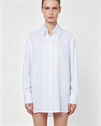 White Linen-Blend Button-Down Long Sleeve Shirt for Women Suitpure