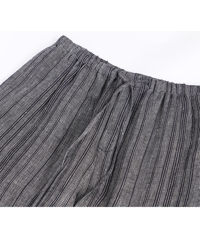 Linen Stripe Top with Fluid Trousers