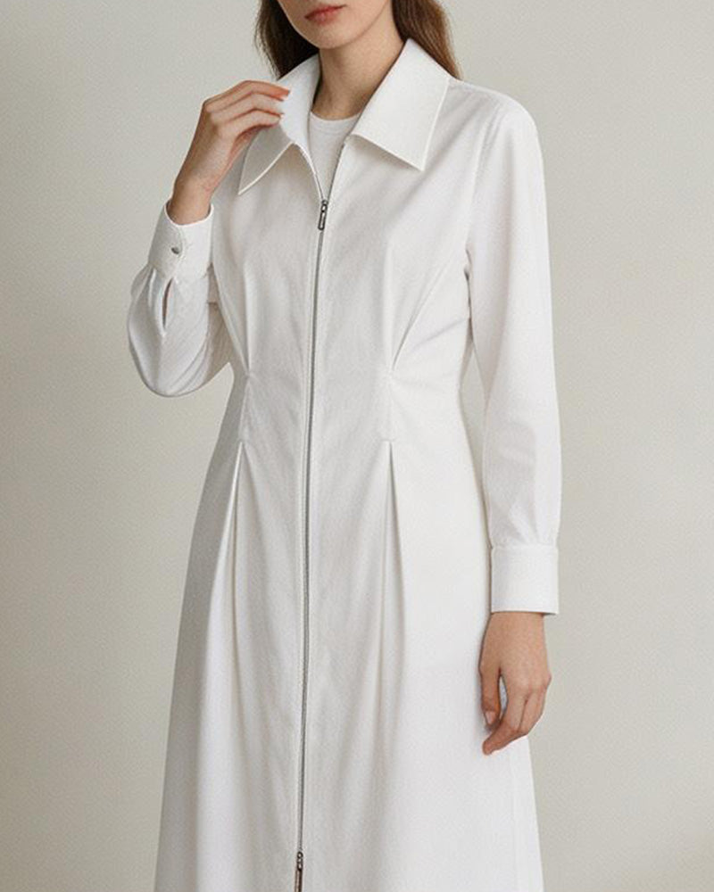 Cotton Sateen Minimalist Shirt Dress Suitpure