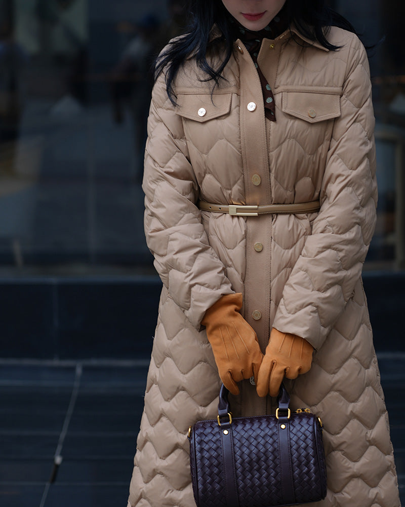 Khaki Paneled Down Puffer Jacket