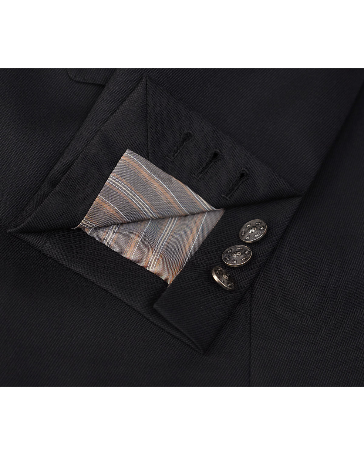 Black 100% Wool Cavalry Twill Double Breasted Blazer | 100% Wool