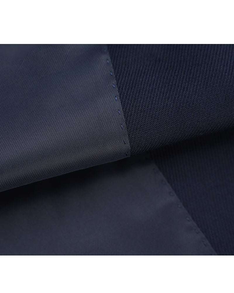 Navy 100% Wool Cavalry Twill Double Breasted Blazer | 100% Wool