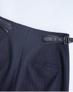 Retro British style all-wool striped heavy-duty haute couture women's trousers
