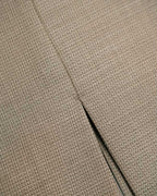 Women's Textured Taupe Fold Over Collar Waist Midi Pencil Skirt