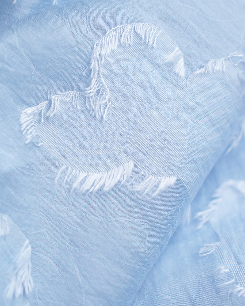 Sky Blue V-Neck Shirred Oversized Blouse Suitpure