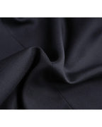 Deep Black Silk Wool Acetate Long Blazer Suitpure