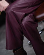 Mandarin Collar Crop Leather Jacket & Pants Set