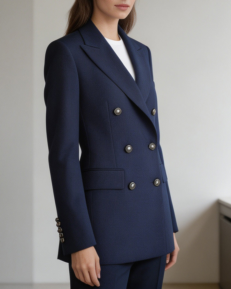 Classic Twill Double-Breasted Blazer Suitpure