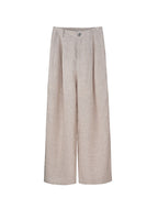Relaxed Fit Linen Stripe Vest & Wide-Leg Pants Set Suitpure