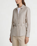 Hippie Textured Linen Blouse with Self-Tie Belt Suitpure