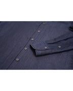 Navy Blouse with Self-Tie Ribbon Detail