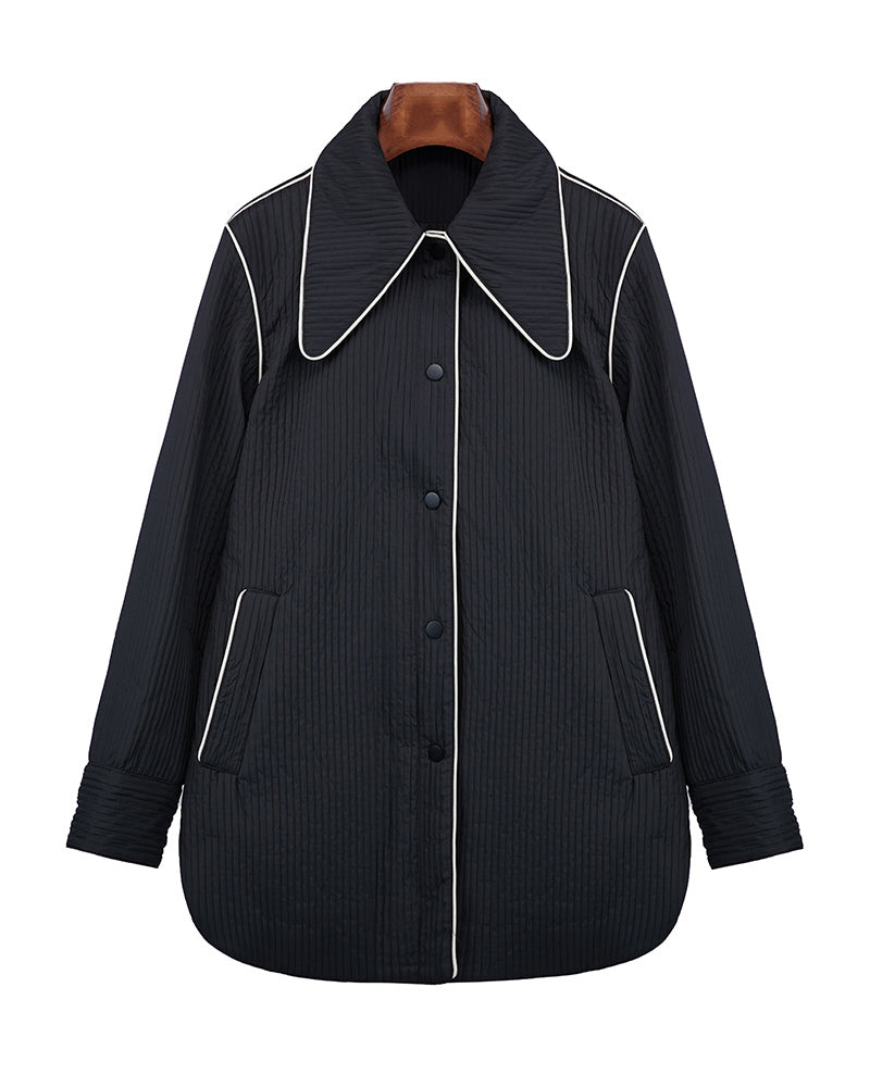 Color-Block Alpaca Jacket with Pointed Collar Suitpure