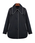 Color-Block Alpaca Jacket with Pointed Collar Suitpure