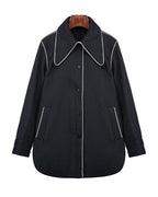 Color-Block Alpaca Jacket with Pointed Collar Suitpure