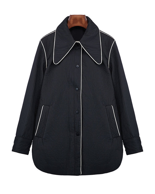 Color-Block Alpaca Jacket with Pointed Collar Suitpure