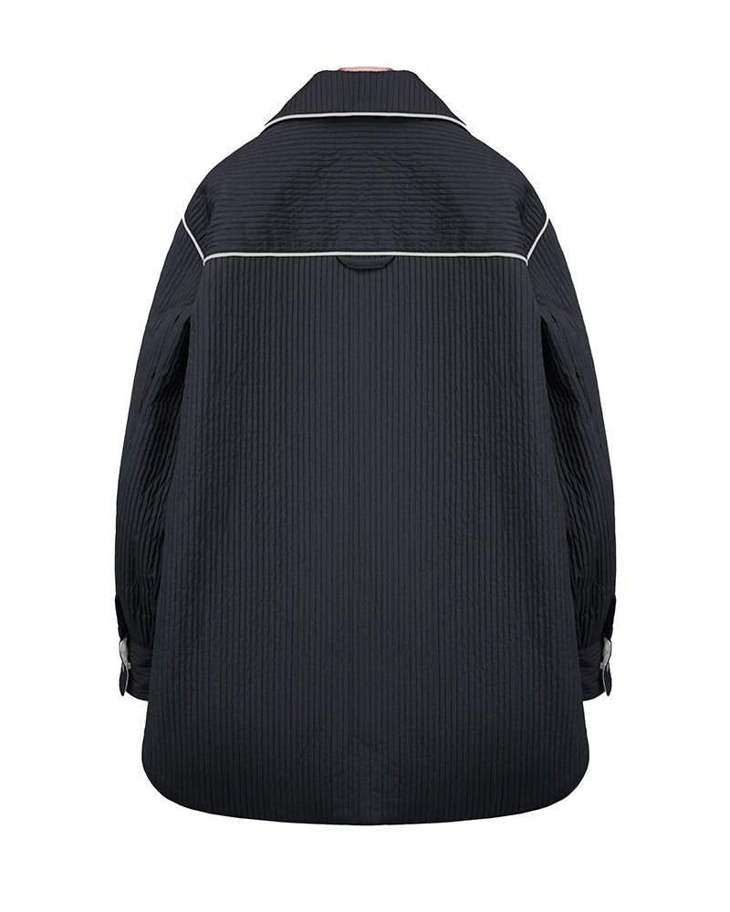 Color-Block Alpaca Jacket with Pointed Collar Suitpure