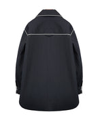 Color-Block Alpaca Jacket with Pointed Collar Suitpure